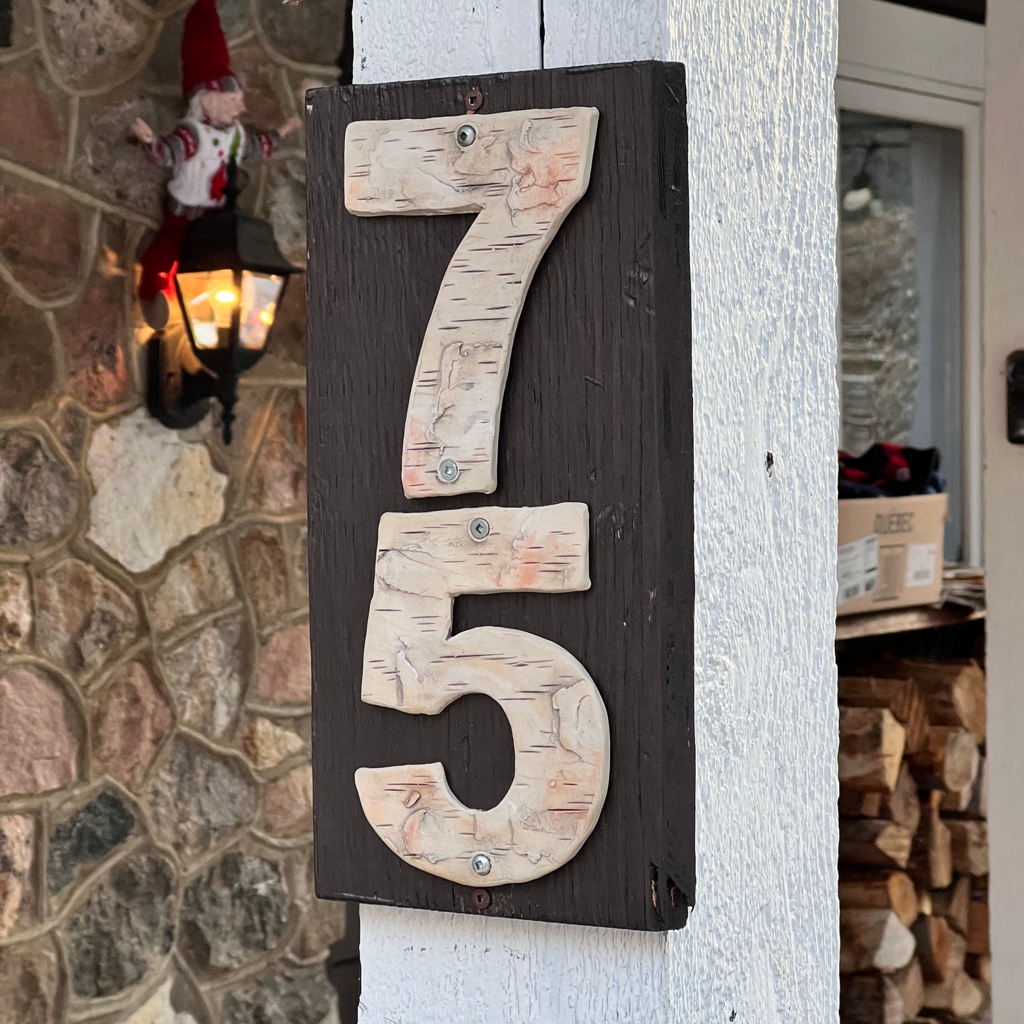 House Numbers, Birch Bark, Stoneware