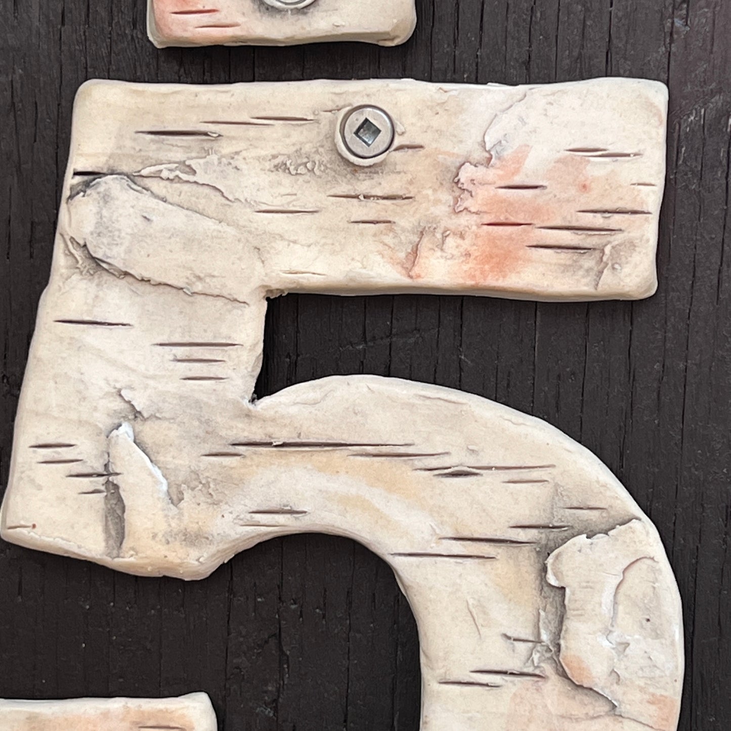 House Numbers, Birch Bark, Stoneware