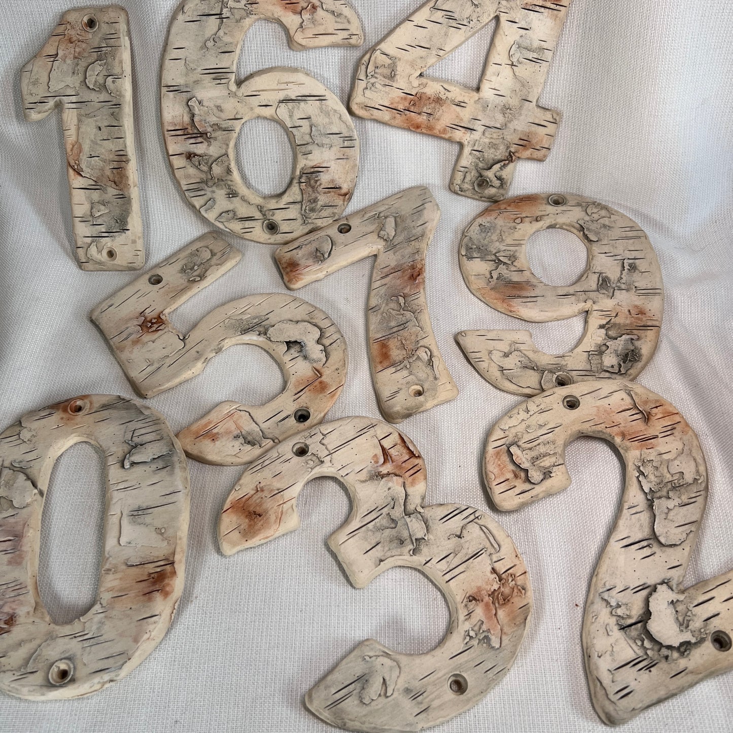 House Numbers, Birch Bark, Stoneware