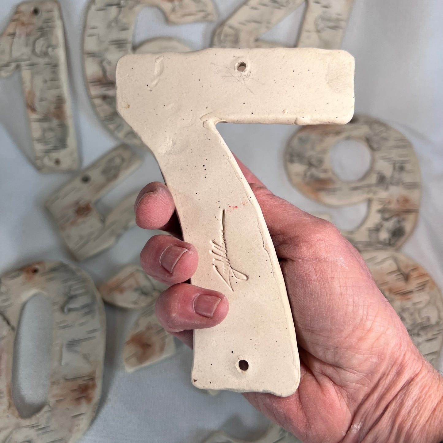 House Numbers, Birch Bark, Stoneware