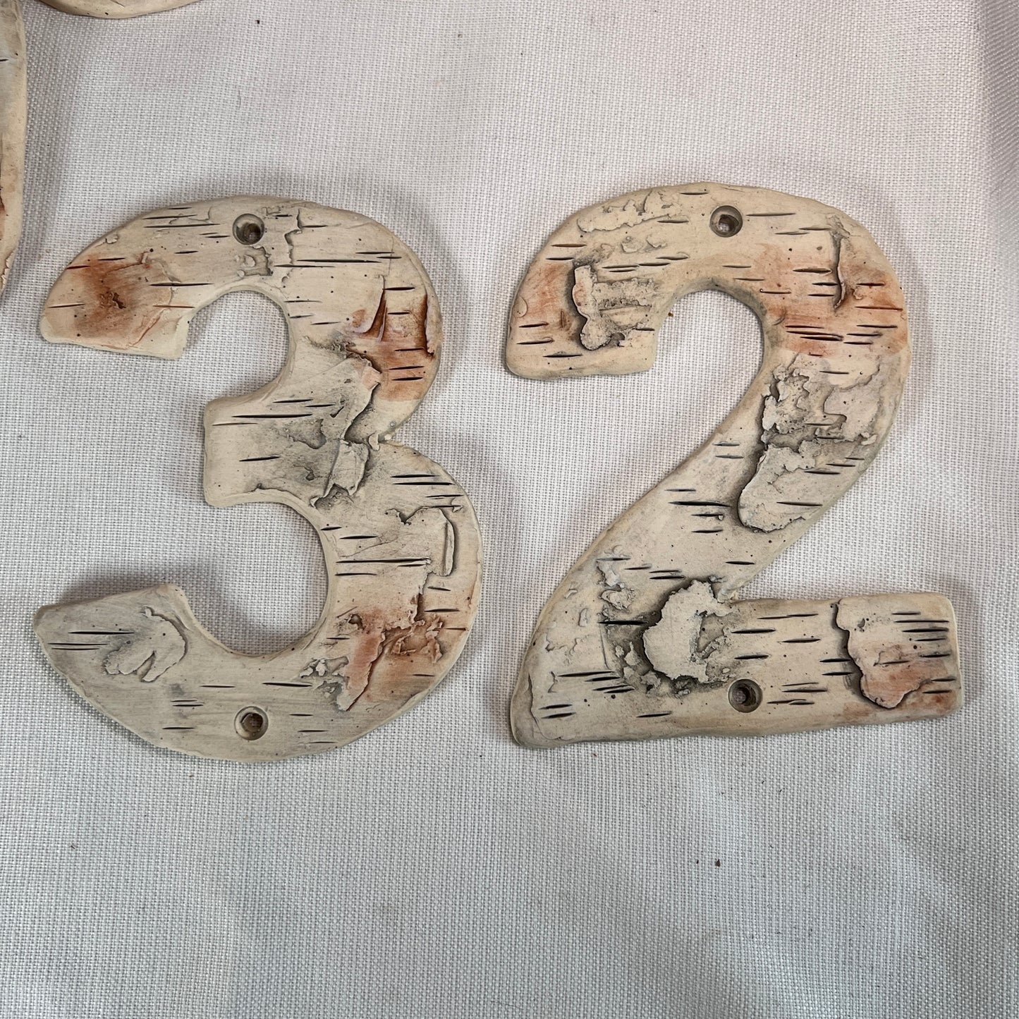 House Numbers, Birch Bark, Stoneware