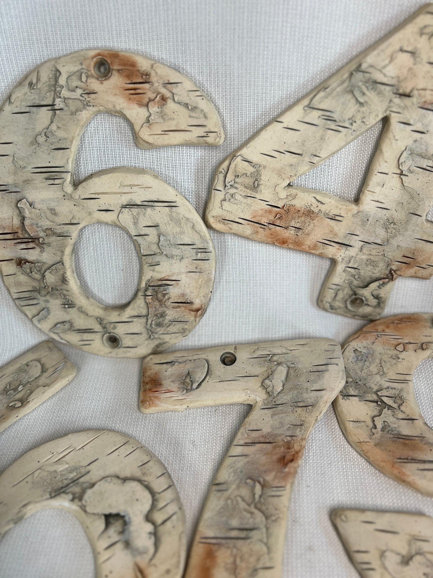 House Numbers, Birch Bark, Stoneware