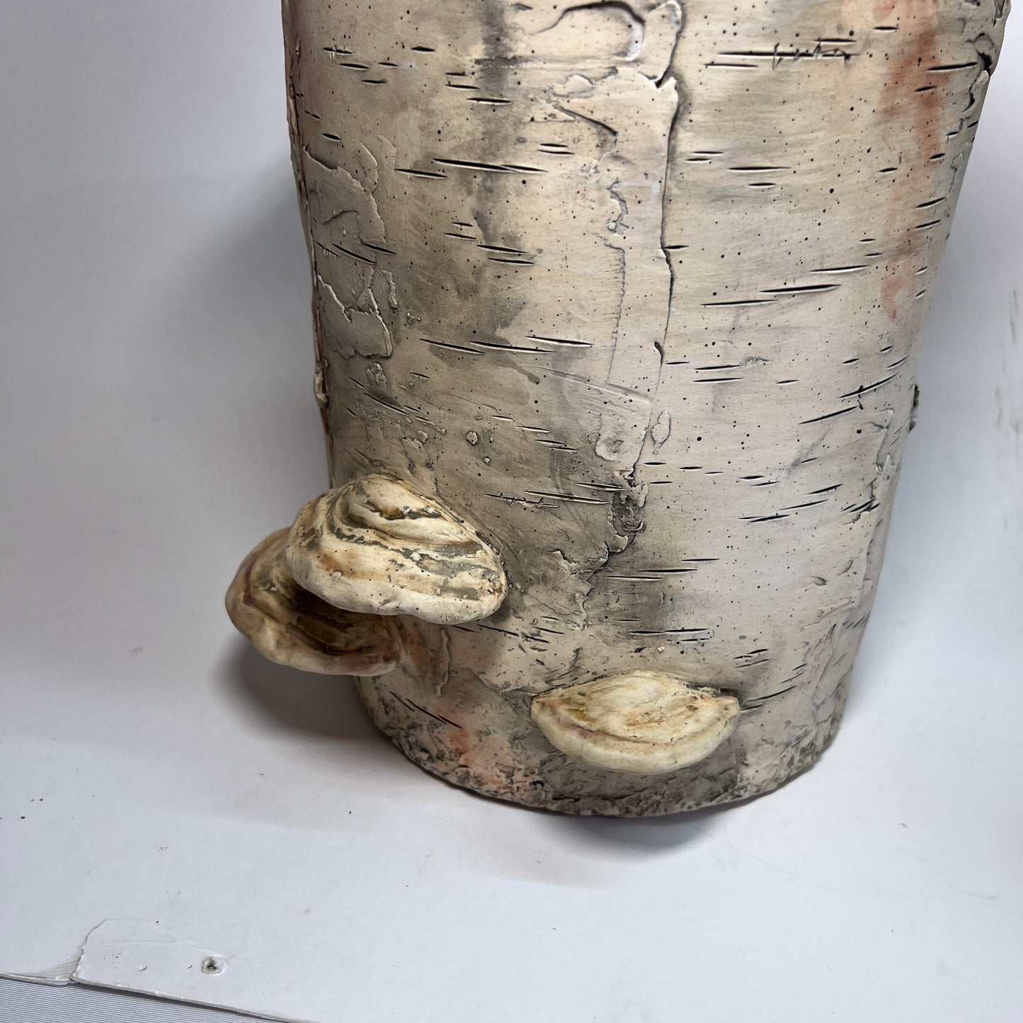 Large Birch Bark Cardinal Stoneware Vase