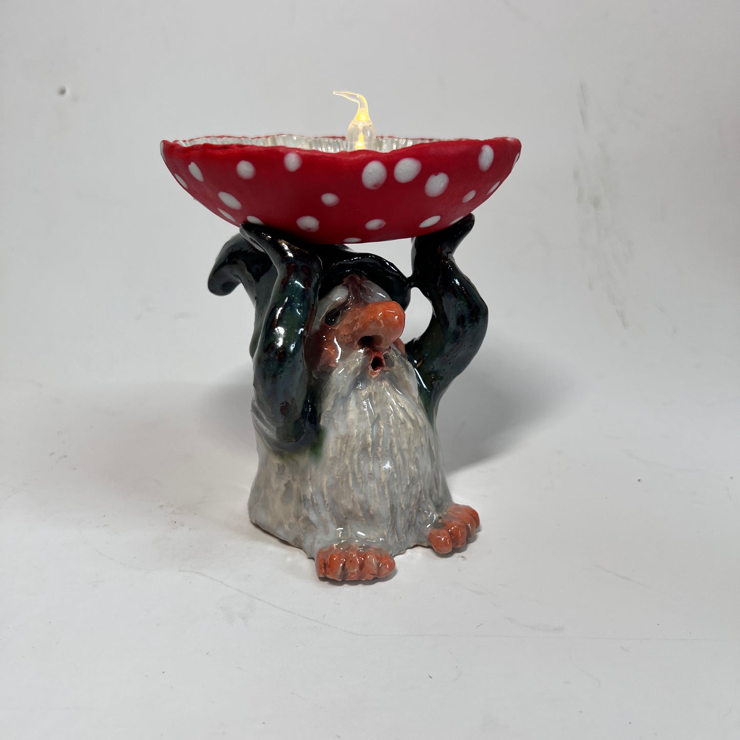 Gnome, Mushroom Candle/Candy Dish