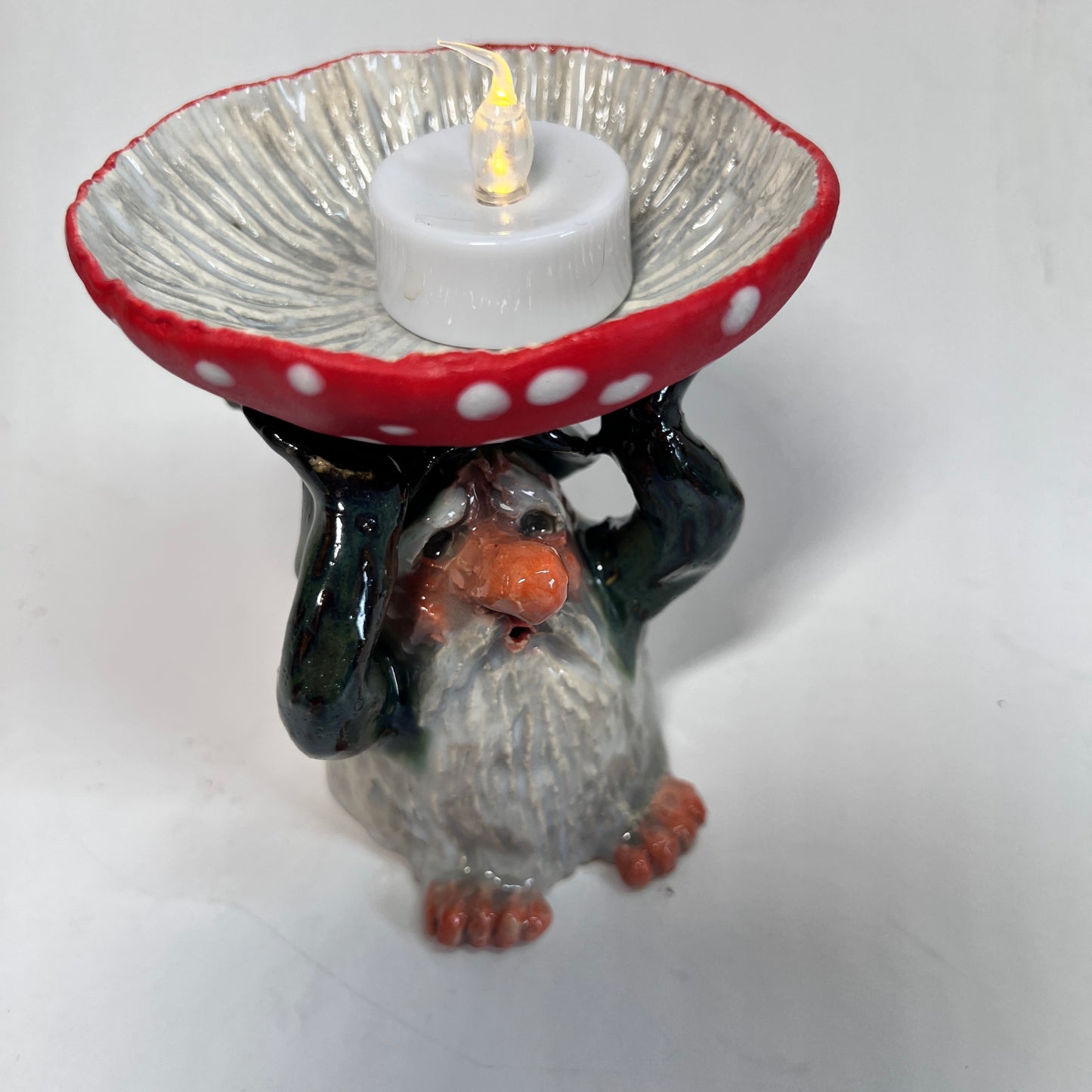 Gnome, Mushroom Candle/Candy Dish