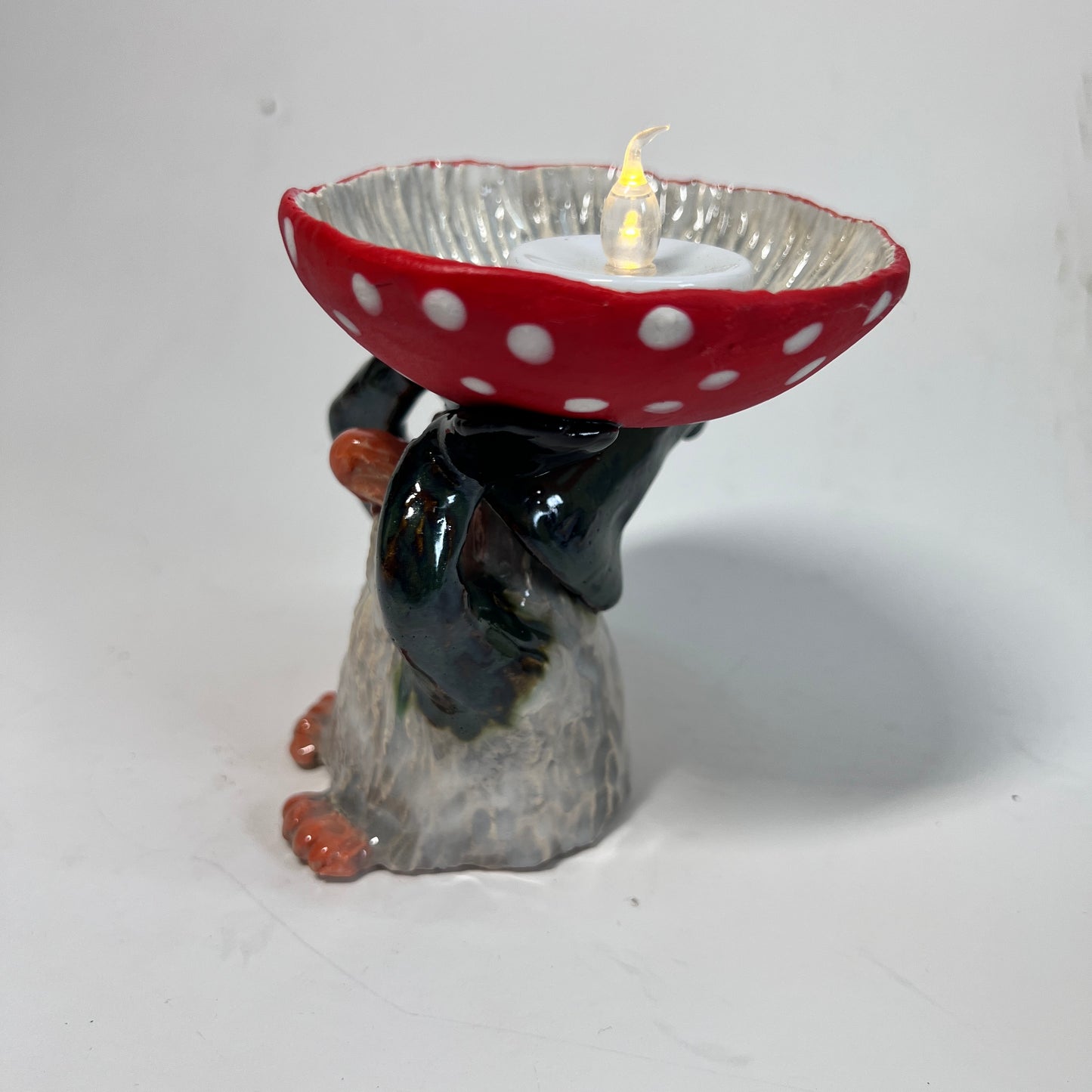 Gnome, Mushroom Candle/Candy Dish