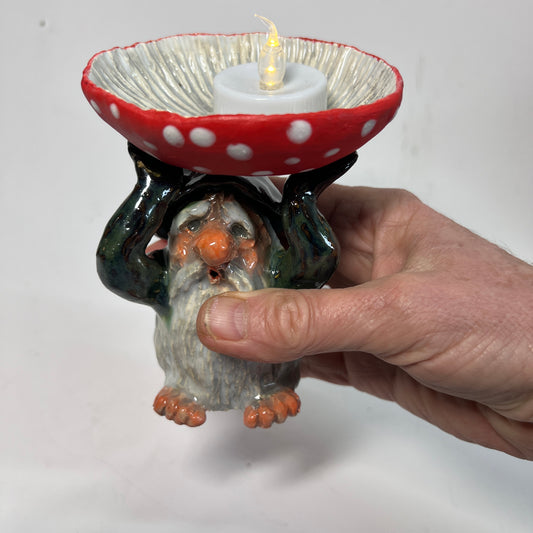Gnome, Mushroom Candle/Candy Dish