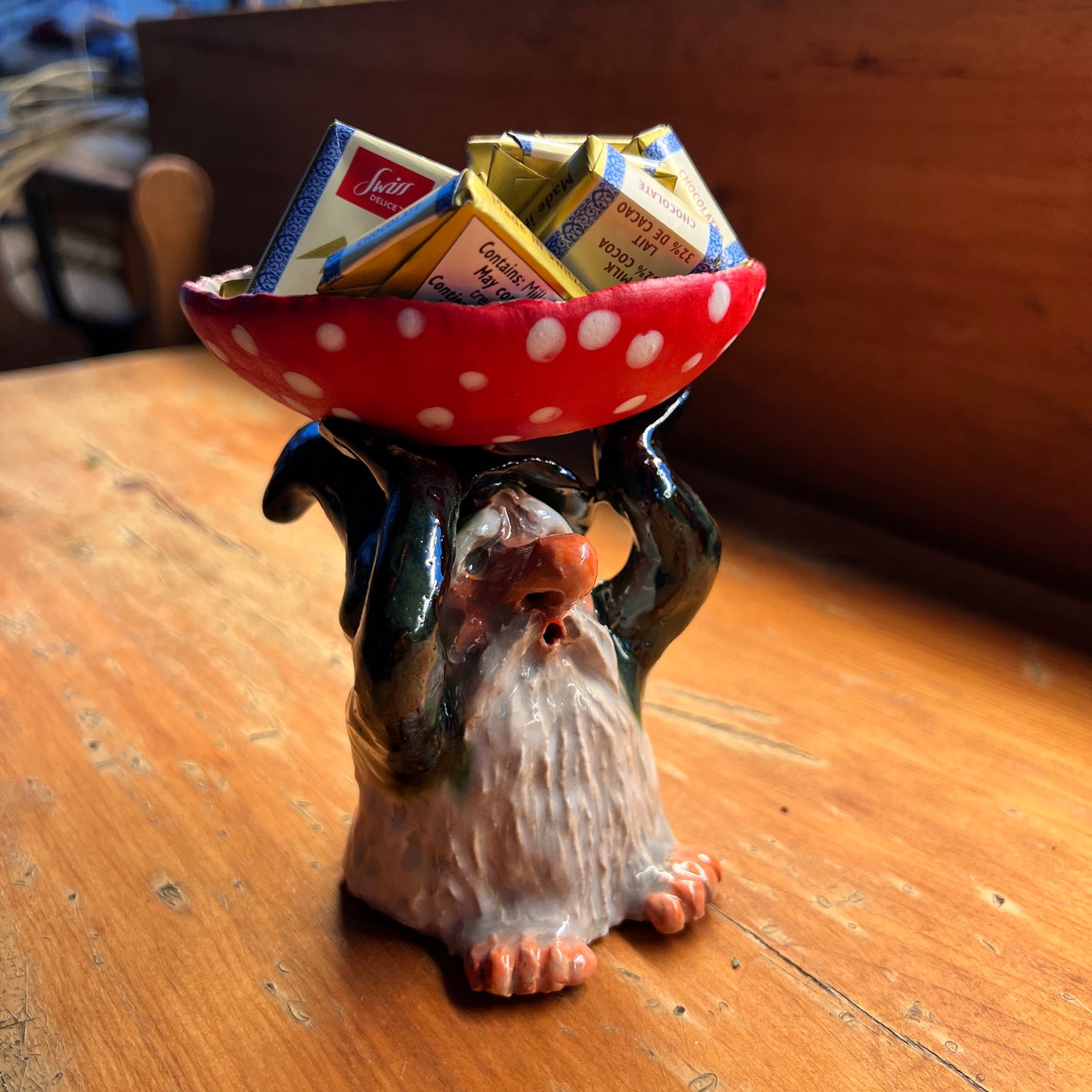 Gnome, Mushroom Candle/Candy Dish