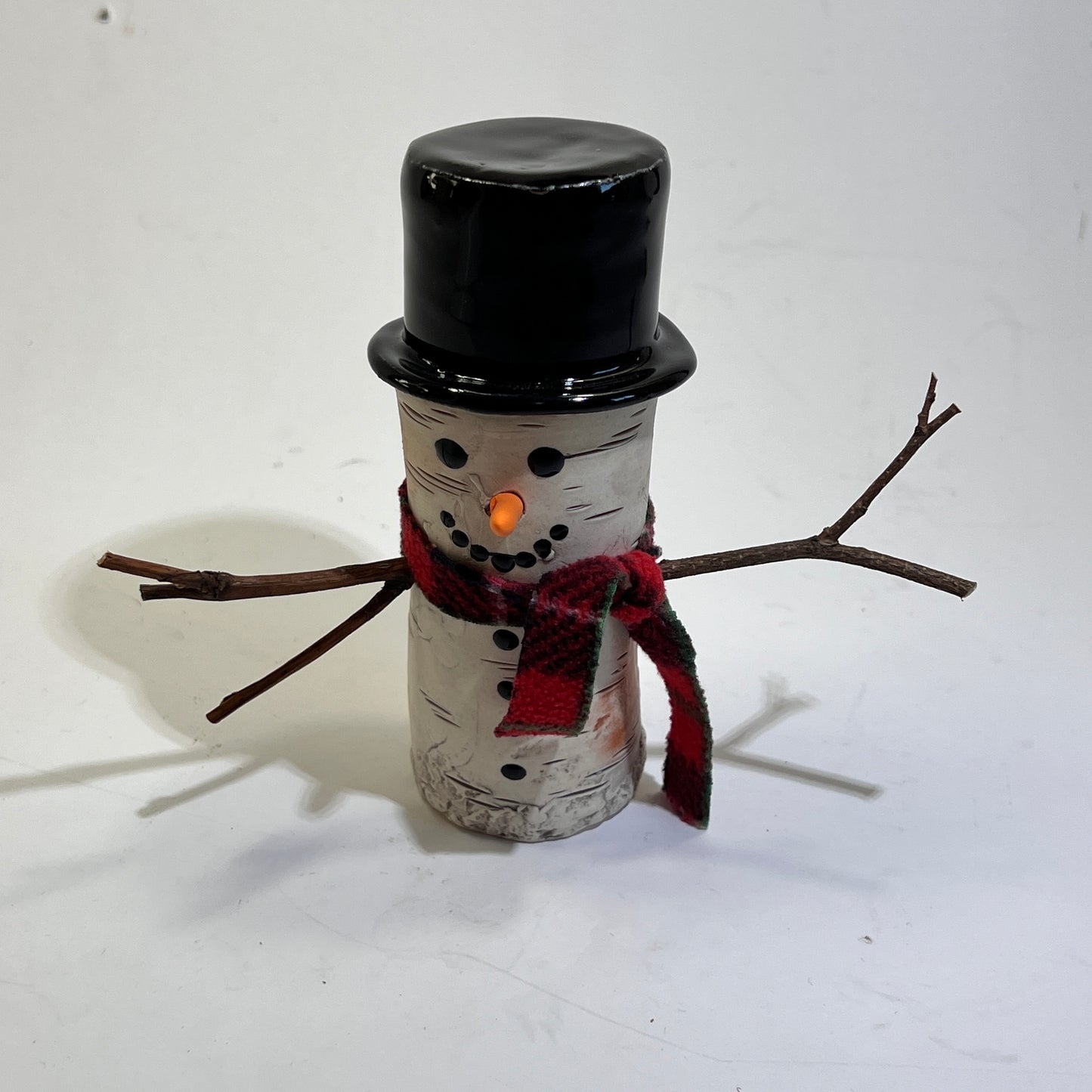 Birch Bark Snowman Porcelain