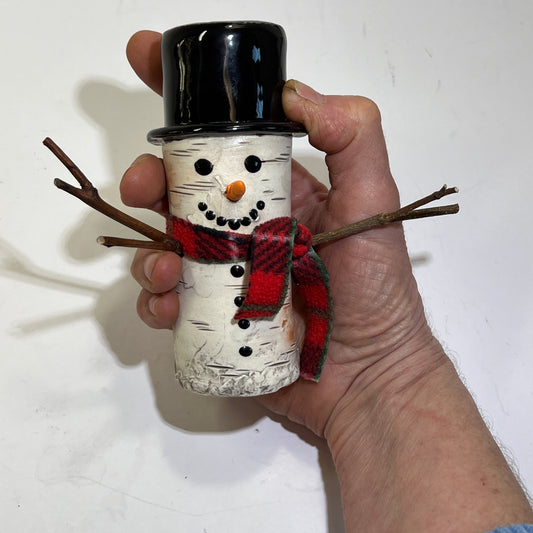 Birch Bark Snowman Porcelain