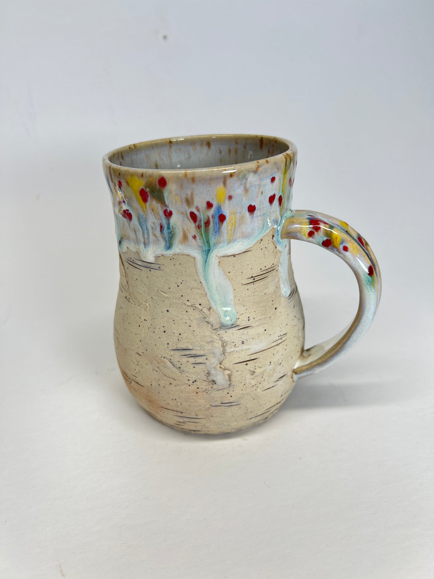 Birch Bark Stoneware Mug, Rainbow of Colour 18 oz