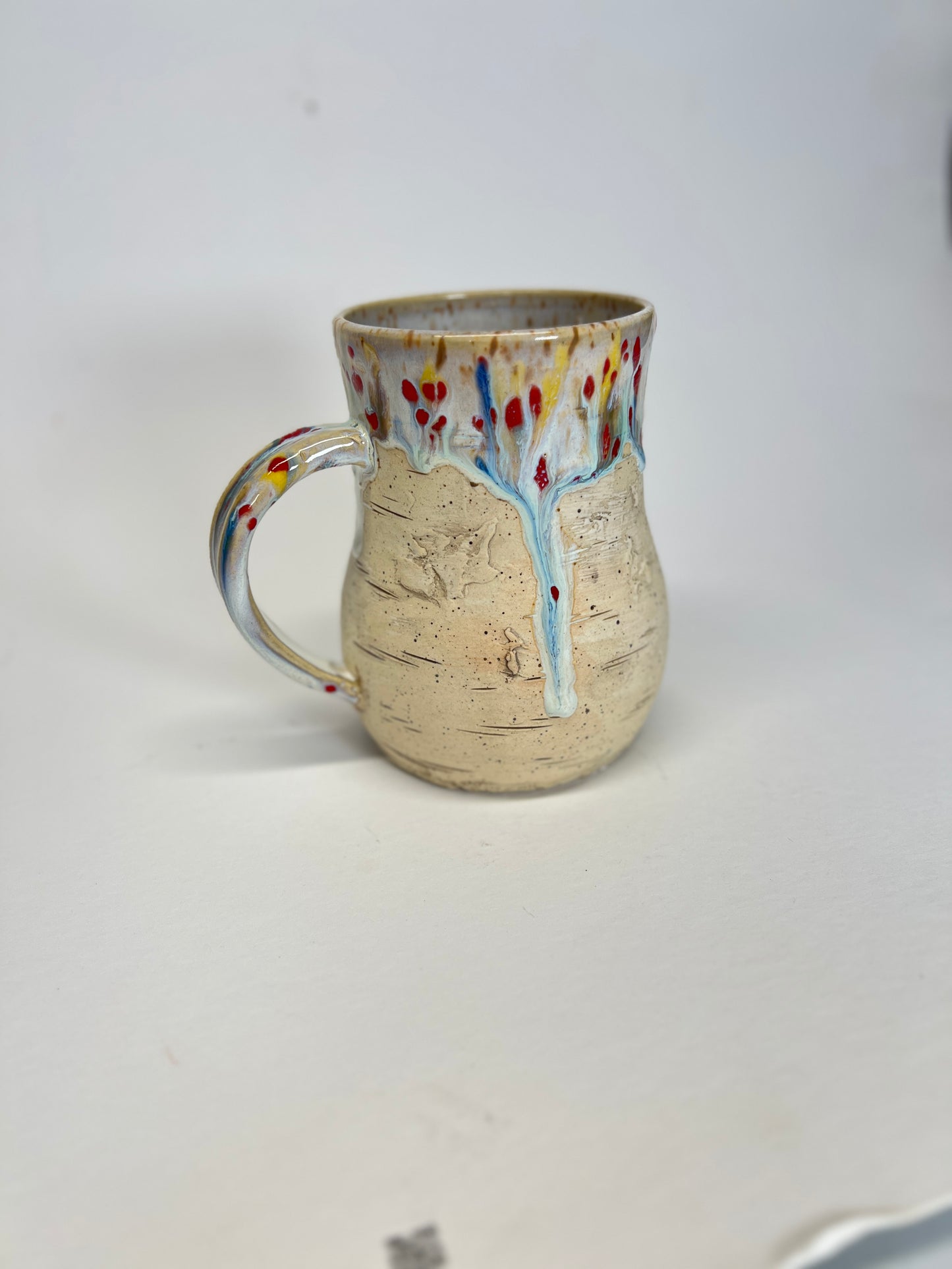 Birch Bark Stoneware Mug, Rainbow of Colour 18 oz