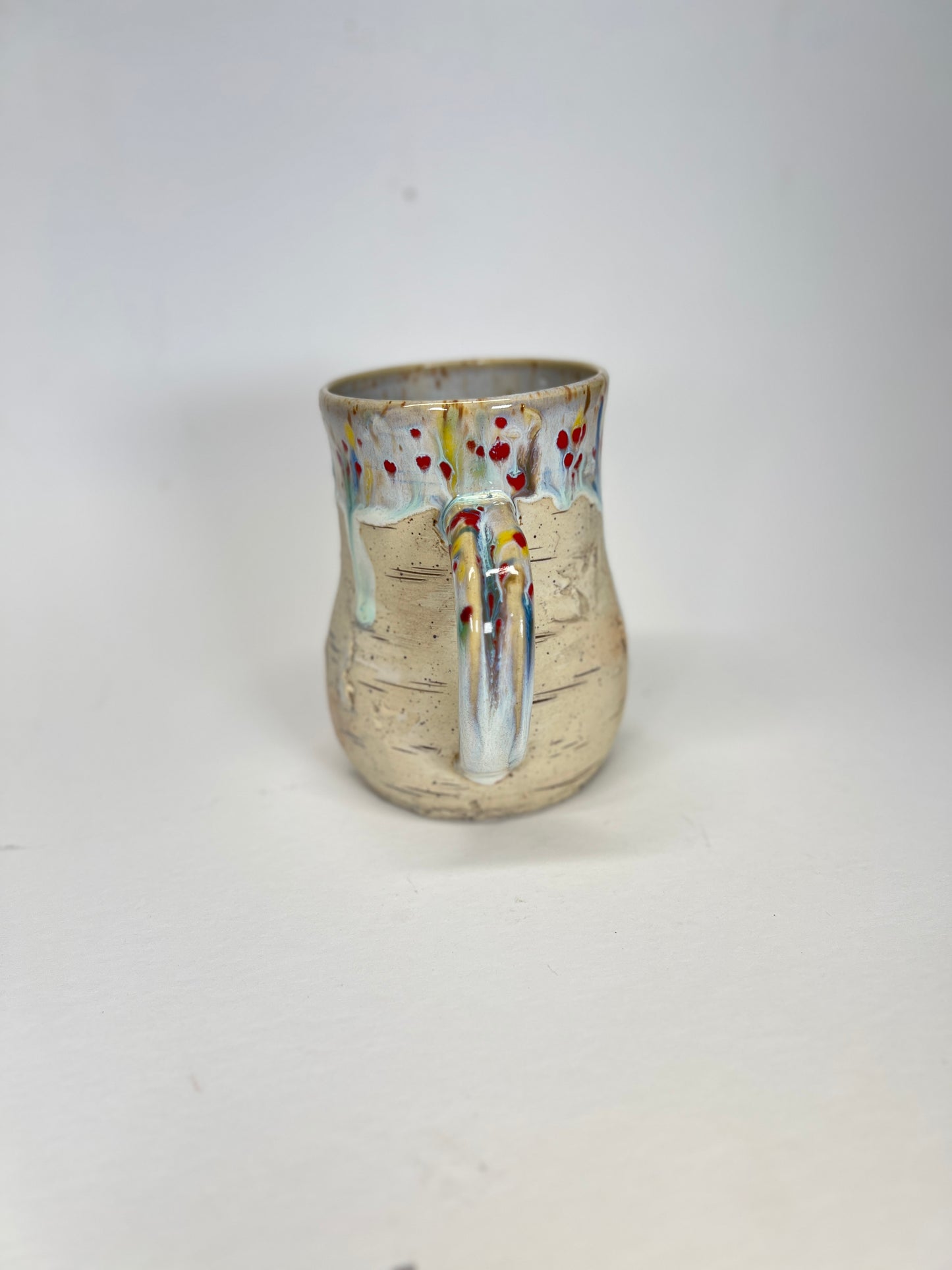 Birch Bark Stoneware Mug, Rainbow of Colour 18 oz