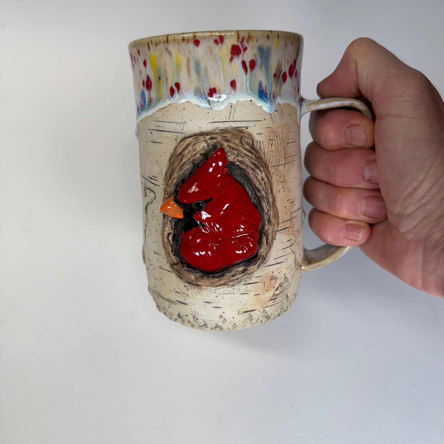 22 oz Birchbark Cardinal Mug