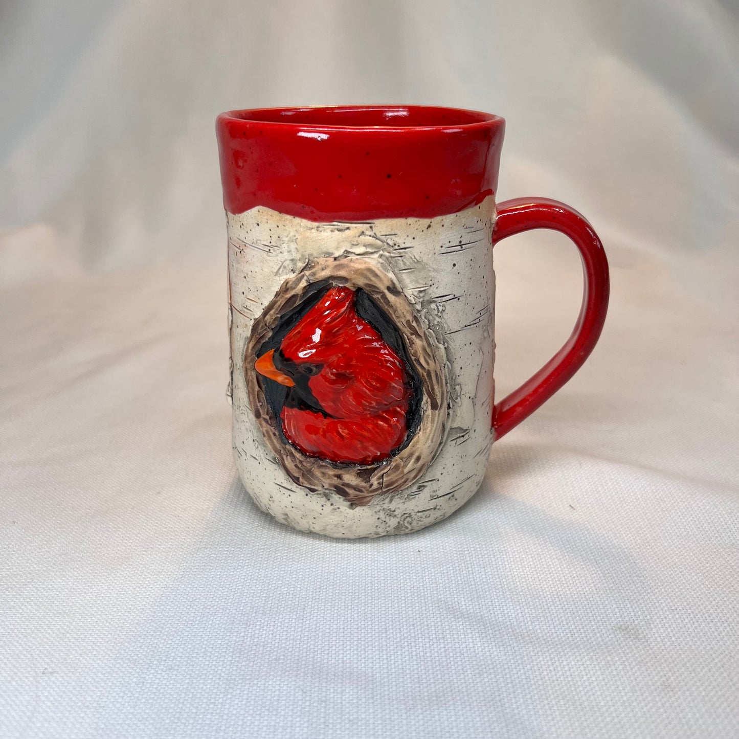 Birch Bark Cardinal Mug